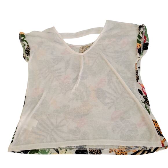 Cache Y2K Tropical Rainforest Flora& Jaguar Sweater Top MD Artsy Farm Rio Vibe - Picture 6 of 16